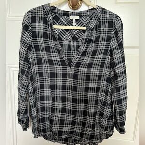 Joie Plaid V-neck Long Sleeve Top​​